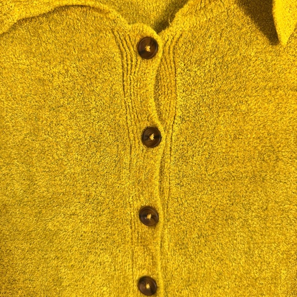 Urban Outfitters Adeline V Neck Collared Cardigan Yellow Women’s Size Small - Picture 4 of 10